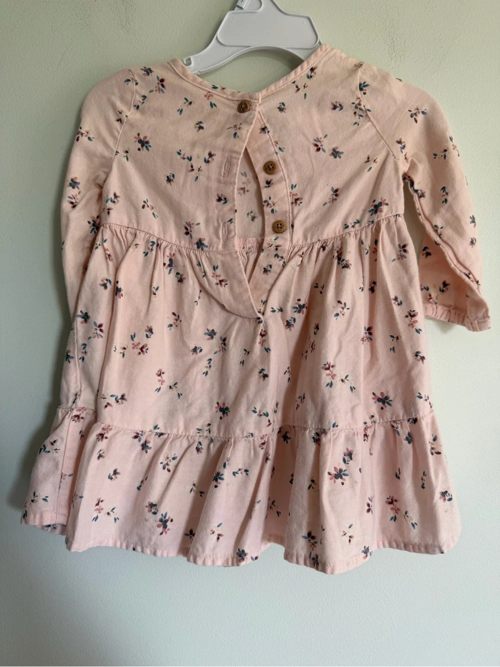 Oshkosh Soft Pink Floral Tiered Long-Sleeve Dress for Kids